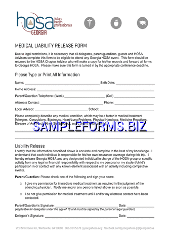 Georgia Liability Release Form 1 pdf free
